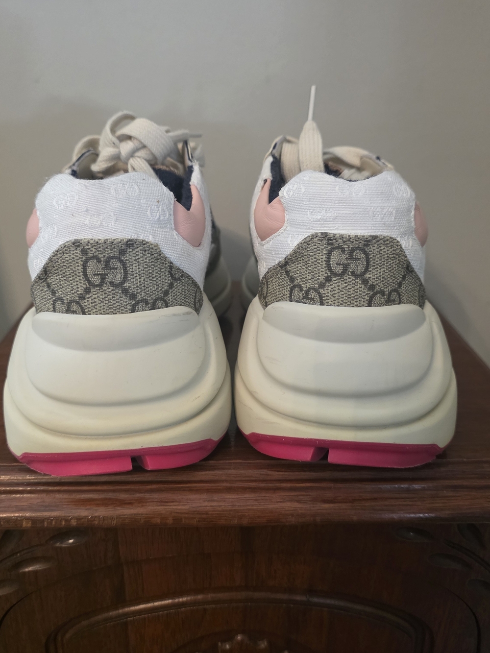 Monogram Platform Sneakers in Navy, Pink & Gray - Picture 4 of 7